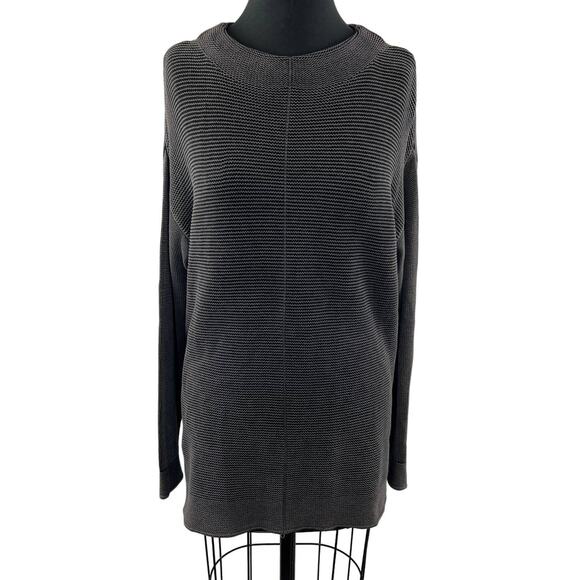 Carbon2Cobalt Sweaters - Carbon 2 Cobalt Gray Knit Sweater Cotton Round Neck Long Sleeve Pullover L Large